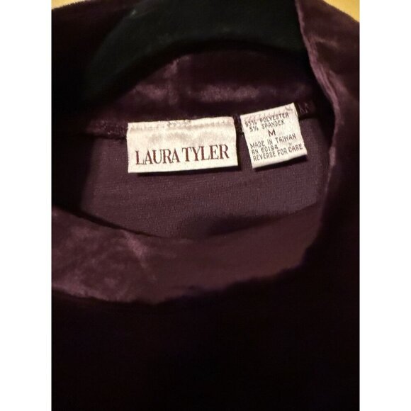 2 Piece Set Laura Tyler Pants and Blouse Velvet XL Long Sleeve Mock Turtleneck - Picture 6 of 6